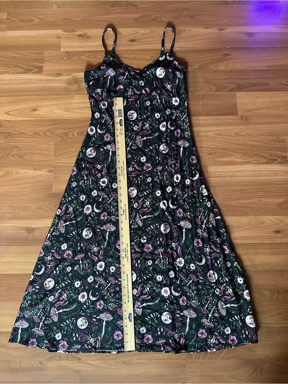 Hot Topic Cosmic Aura Dark Green & Purple Moon Mushroom Slip Dress - Picture 4 of 7